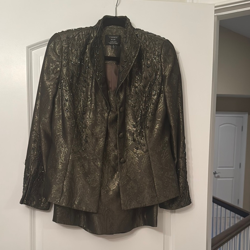 Carmen Marc Valvo Black Blazer Elegant Structured Jacket